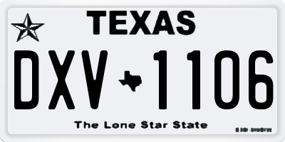 TX license plate DXV1106