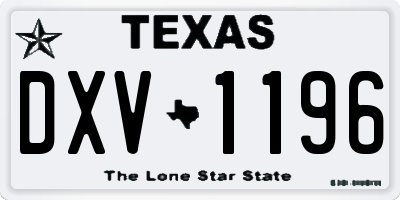 TX license plate DXV1196