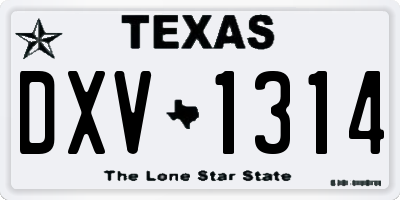 TX license plate DXV1314