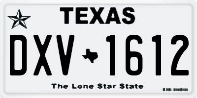 TX license plate DXV1612