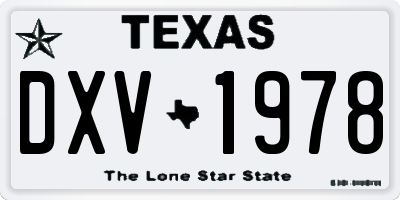 TX license plate DXV1978