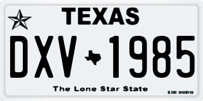 TX license plate DXV1985