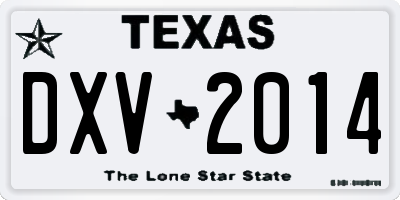 TX license plate DXV2014