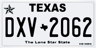 TX license plate DXV2062