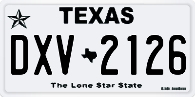 TX license plate DXV2126