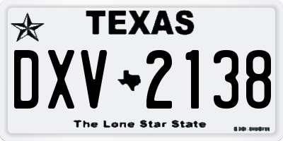TX license plate DXV2138