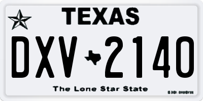 TX license plate DXV2140