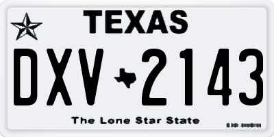 TX license plate DXV2143