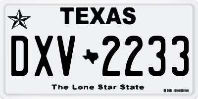 TX license plate DXV2233
