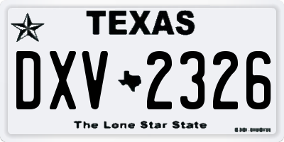 TX license plate DXV2326