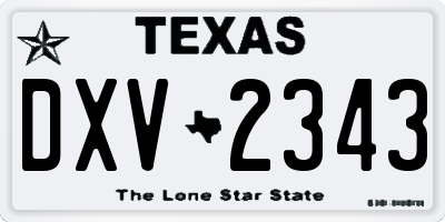 TX license plate DXV2343