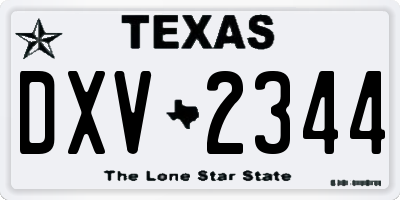 TX license plate DXV2344