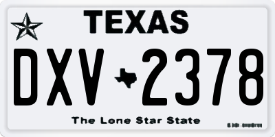 TX license plate DXV2378