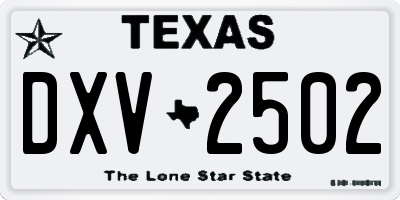 TX license plate DXV2502