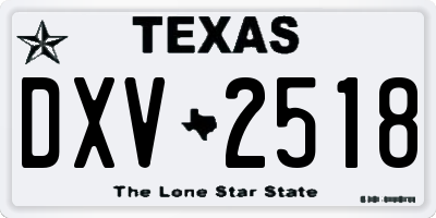 TX license plate DXV2518