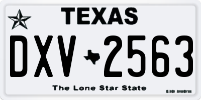 TX license plate DXV2563