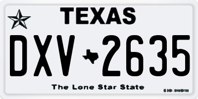 TX license plate DXV2635