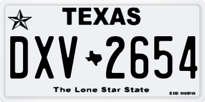 TX license plate DXV2654