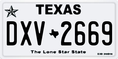 TX license plate DXV2669