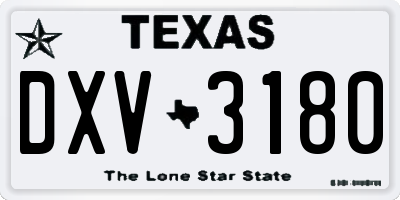 TX license plate DXV3180