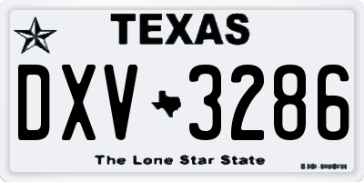 TX license plate DXV3286