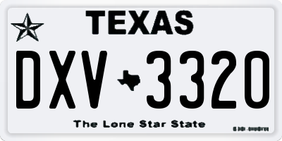 TX license plate DXV3320