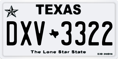 TX license plate DXV3322