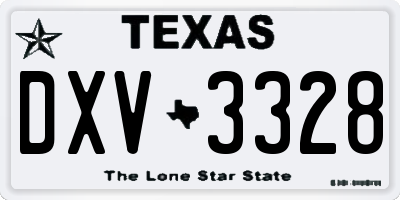 TX license plate DXV3328
