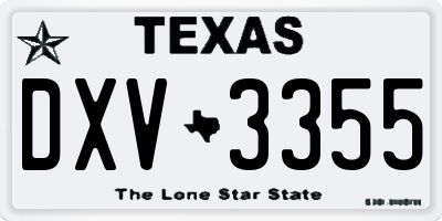 TX license plate DXV3355