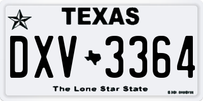 TX license plate DXV3364