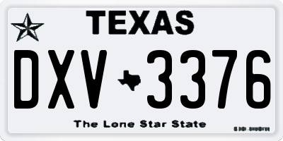 TX license plate DXV3376