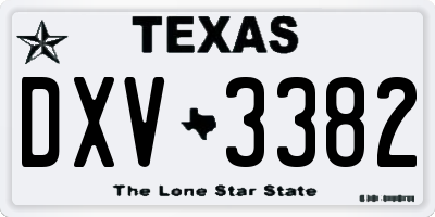 TX license plate DXV3382
