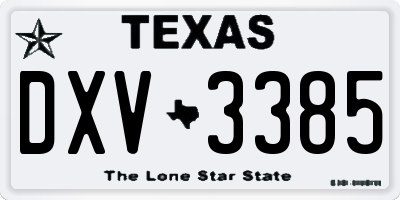 TX license plate DXV3385