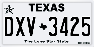 TX license plate DXV3425