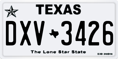 TX license plate DXV3426