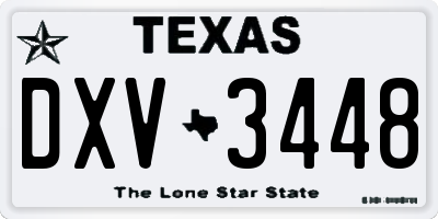 TX license plate DXV3448