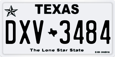 TX license plate DXV3484