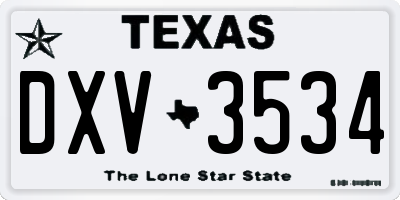 TX license plate DXV3534