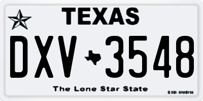 TX license plate DXV3548