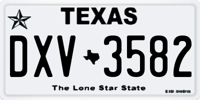 TX license plate DXV3582