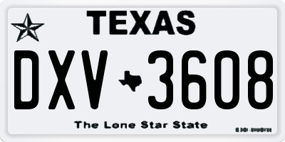 TX license plate DXV3608