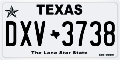 TX license plate DXV3738