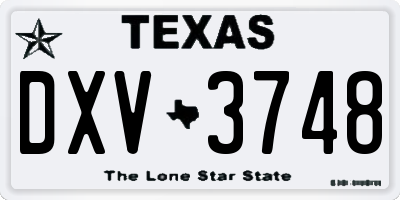 TX license plate DXV3748