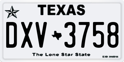 TX license plate DXV3758