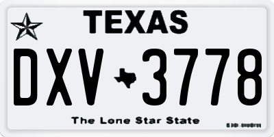 TX license plate DXV3778