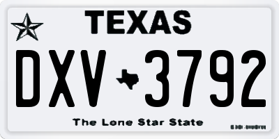 TX license plate DXV3792