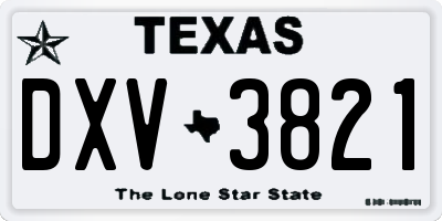 TX license plate DXV3821