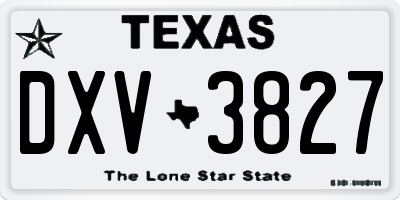 TX license plate DXV3827