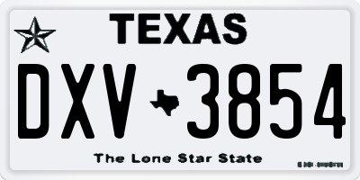 TX license plate DXV3854