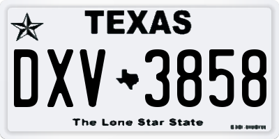 TX license plate DXV3858